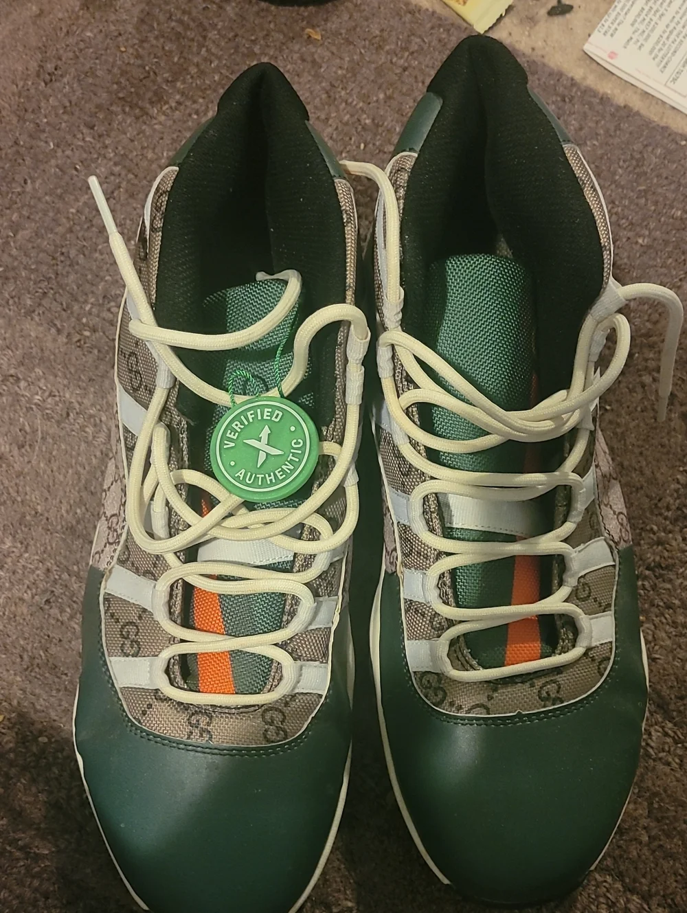 Mens Green and Brown Designer-Gucci Jordan Sneakers